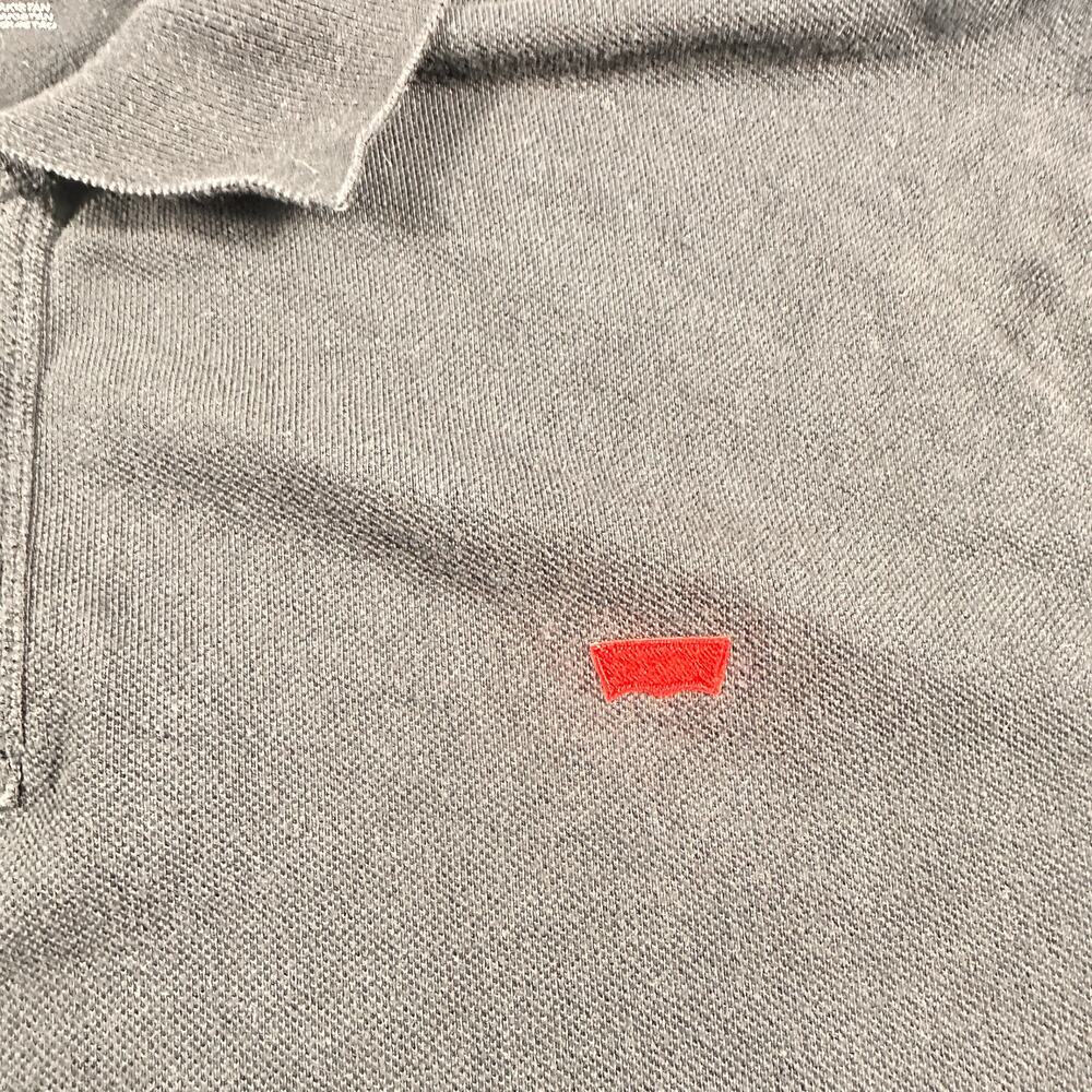 Levi's Housemark Polo Shirt Mens XL Charcoal Gray Red Batwing Logo Short Sleeve - Picture 3 of 7